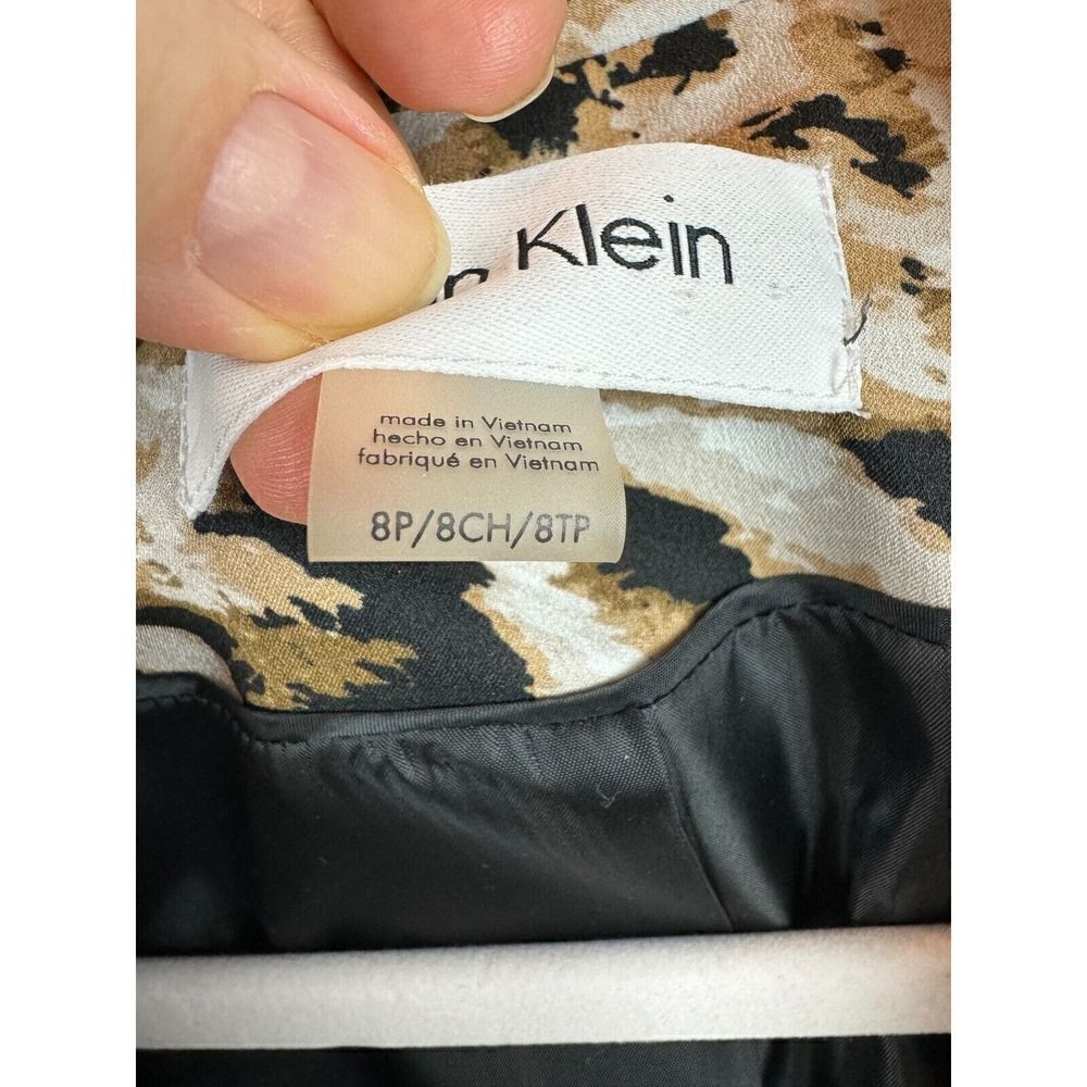 CALVIN KLEIN beige black animal leopard classic career blazer jacket 8P NWOT - Picture 3 of 9